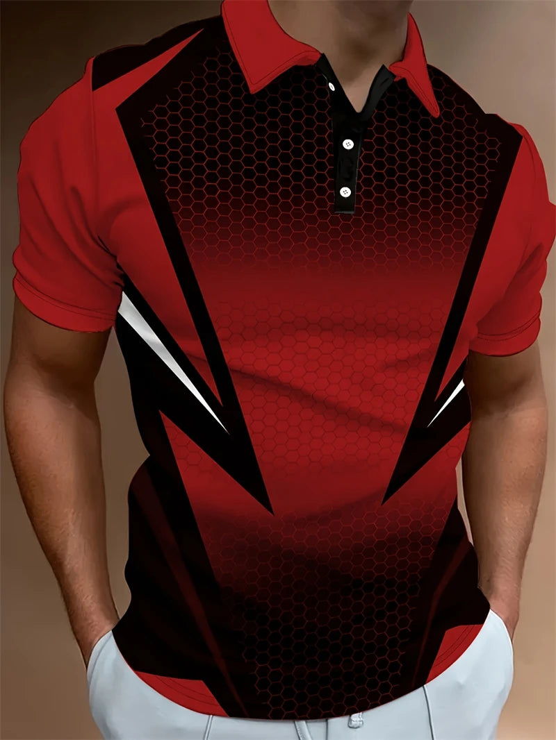 Stylish Printed Short Top Relaxed Fit Short Sleeve Polo-ZFA61068