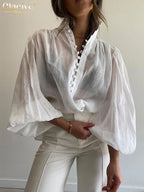 Clacive White Cotton Shirt Blouse WHITE China Mainland