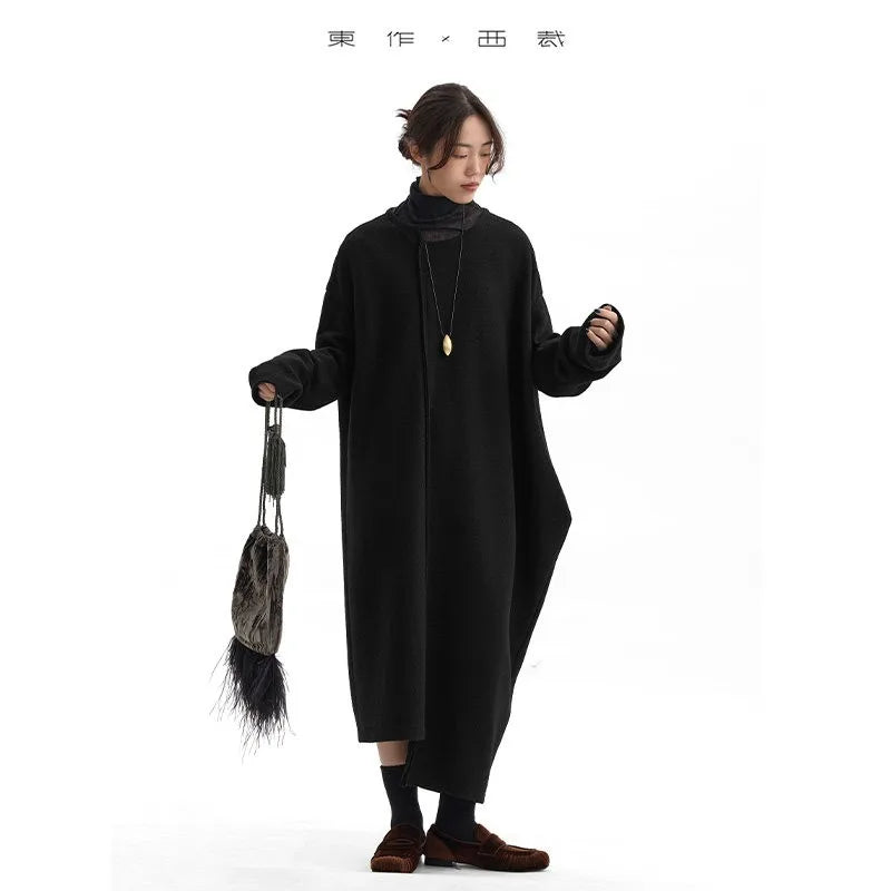 Niche Designer Wool Dress Long Sleeve Knit