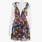 Deep Backless Sequin Dress Floral