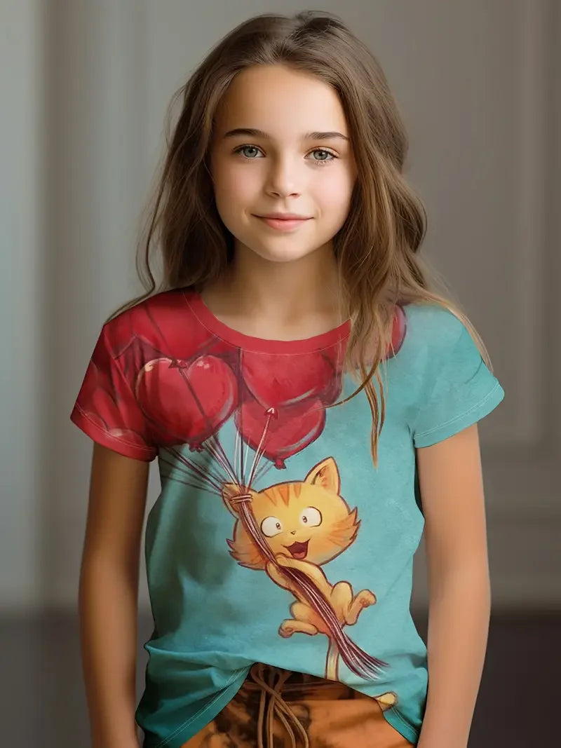 Kawaii Cat Cartoon T Shirt S35TX3381 CHINA