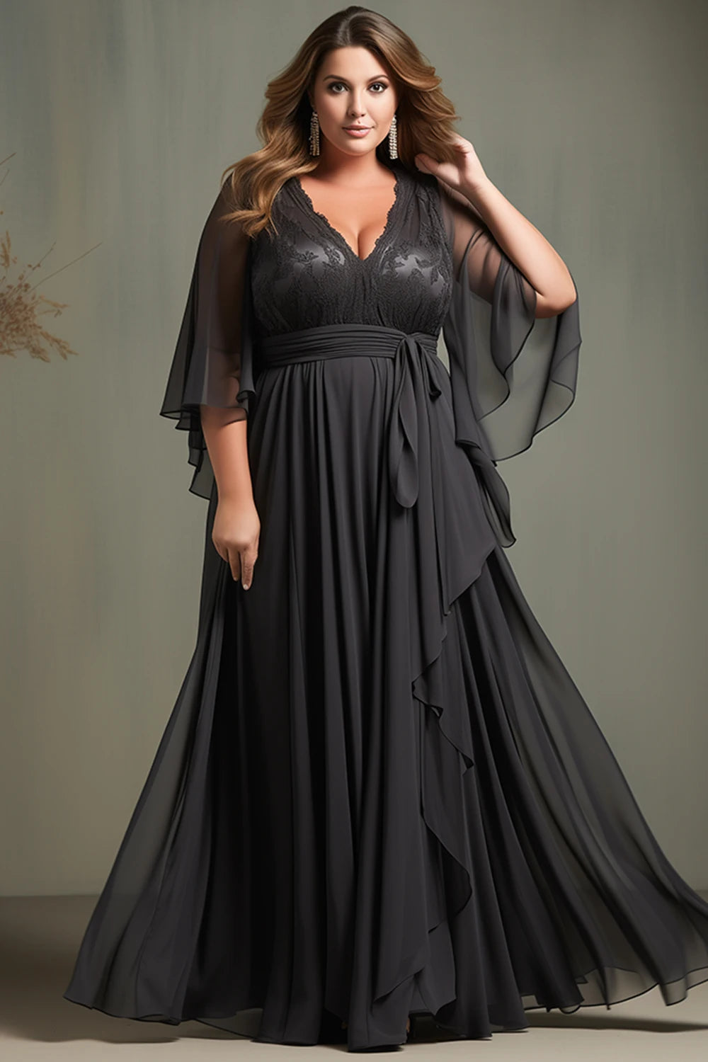 Flycurvy Plus Size Dress Lace black