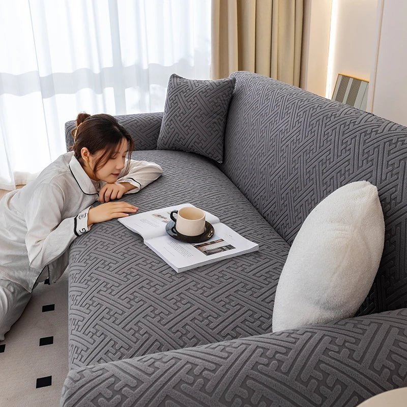 Adjustable Elastic Sofa Cover Dark Gray