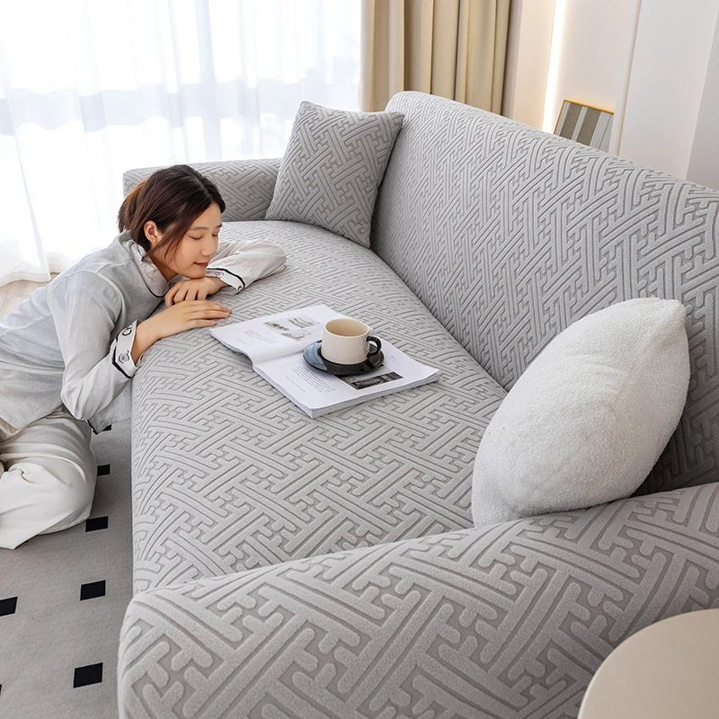 Adjustable Elastic Sofa Cover Light Gray