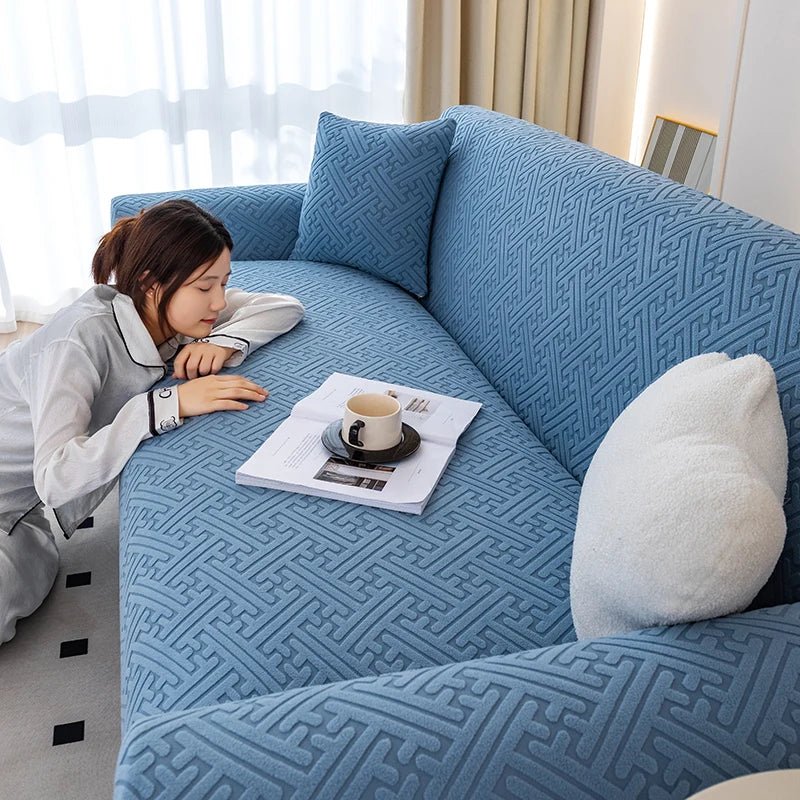 Adjustable Elastic Sofa Cover Peacock Blue