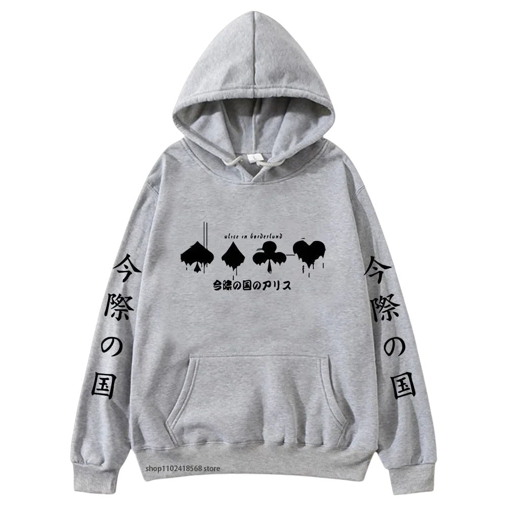 Alice Borderland Graphic Hoodie Light Gray