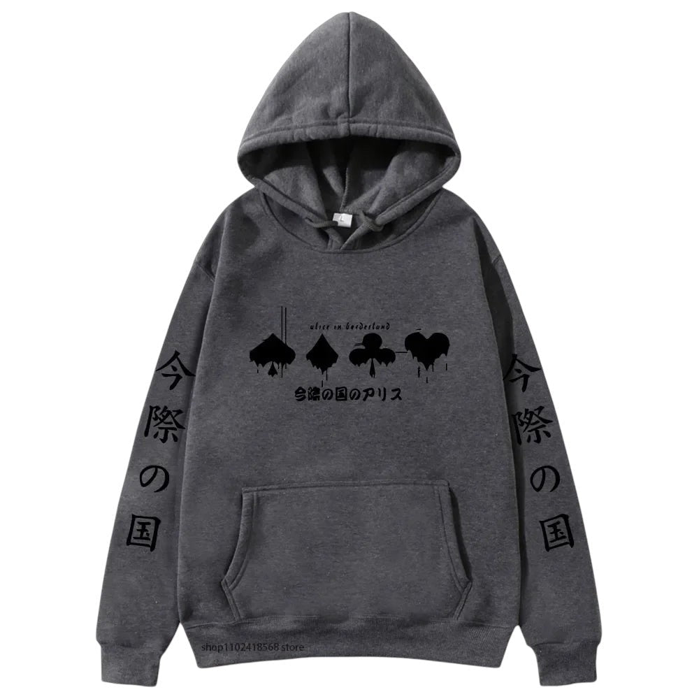 Alice Borderland Graphic Hoodie Dark Gray