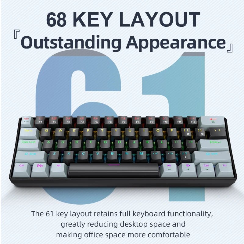 APAYADO K61 Compact Wired Mechanical Keyboard