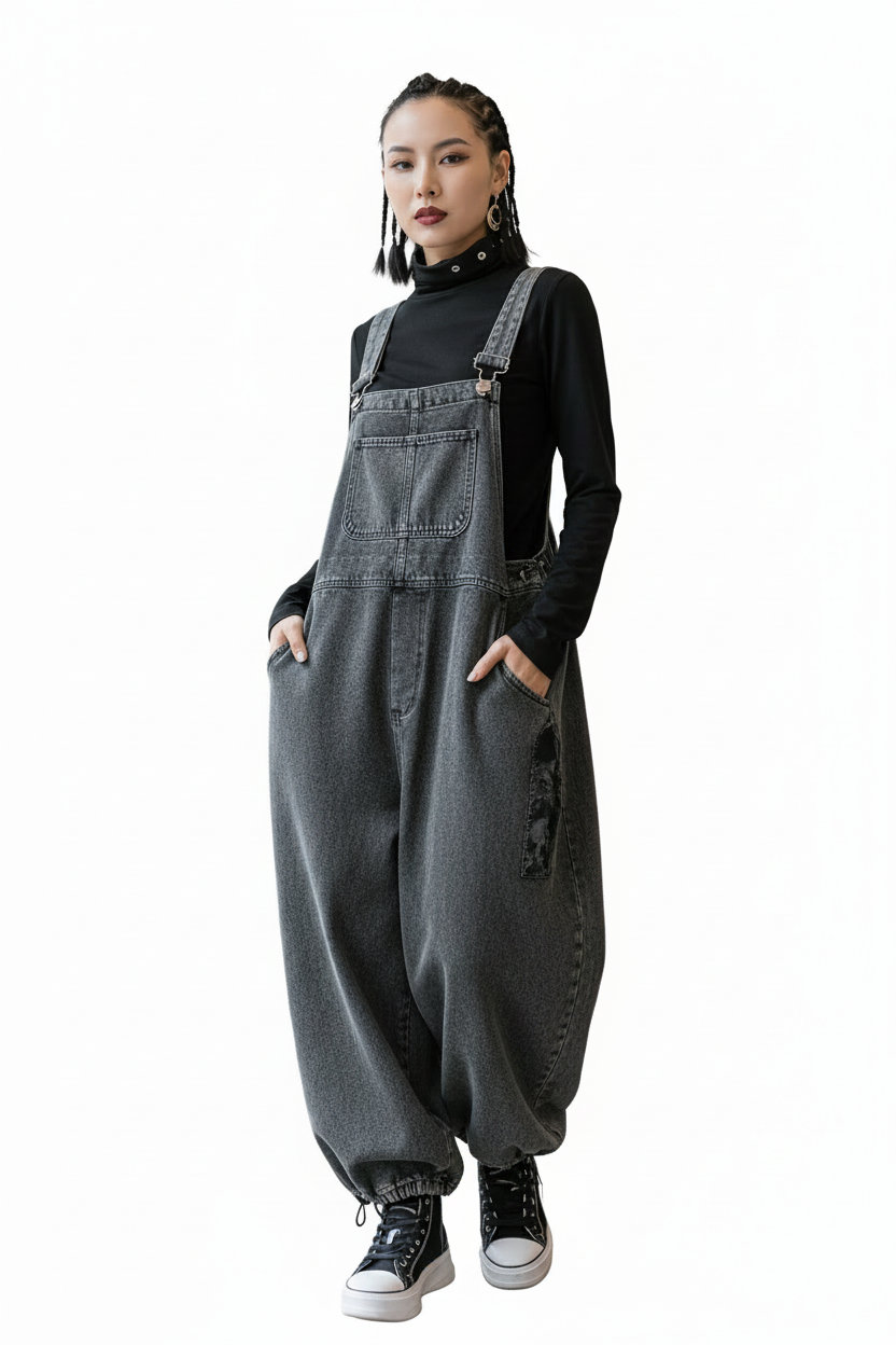Chicever Denim Jumpsuits Jeans Square Neck Sleeveless
