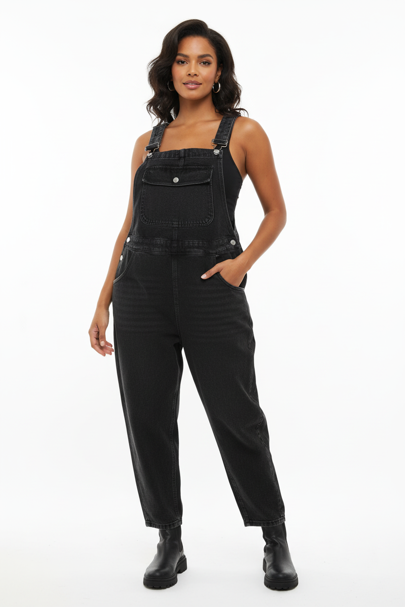 Chicever Denim Jumpsuits Jeans Square Neck Sleeveless