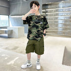 Boys Camo Piece Short Sleeve army green