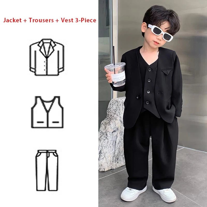 Boys Piece Blazer Jacket Black 3-piece
