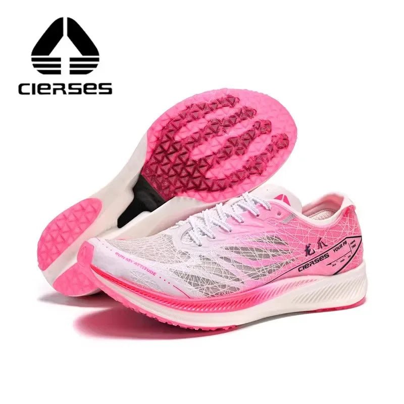 CIERSES Men's Mesh Lace-Up Running Shoes pink white