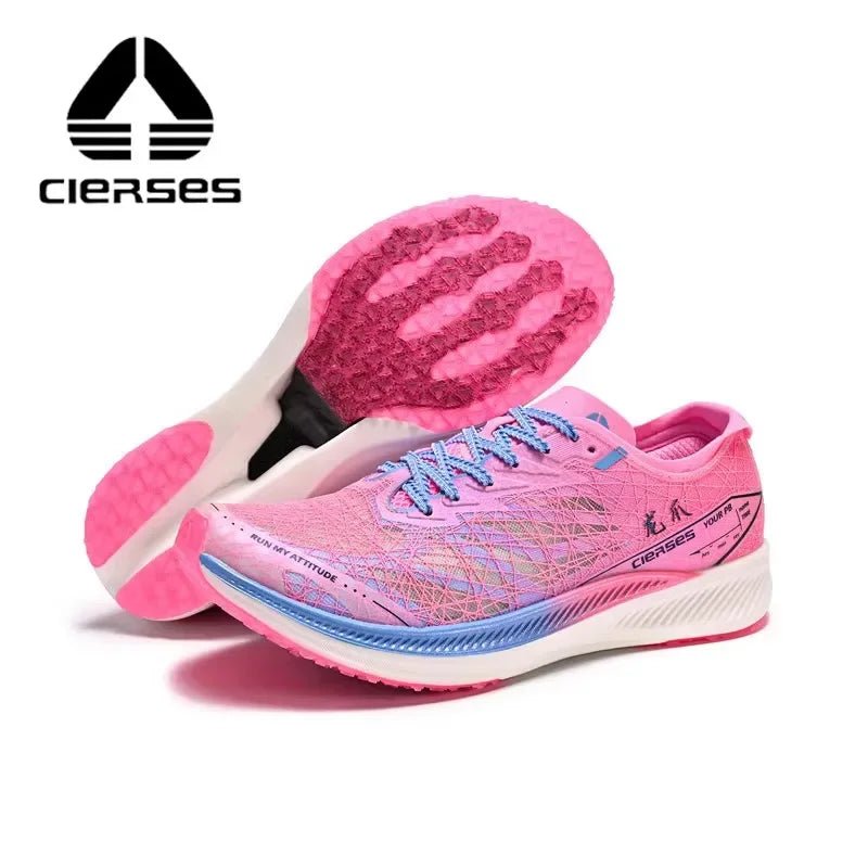 CIERSES Men's Mesh Lace-Up Running Shoes pink blue