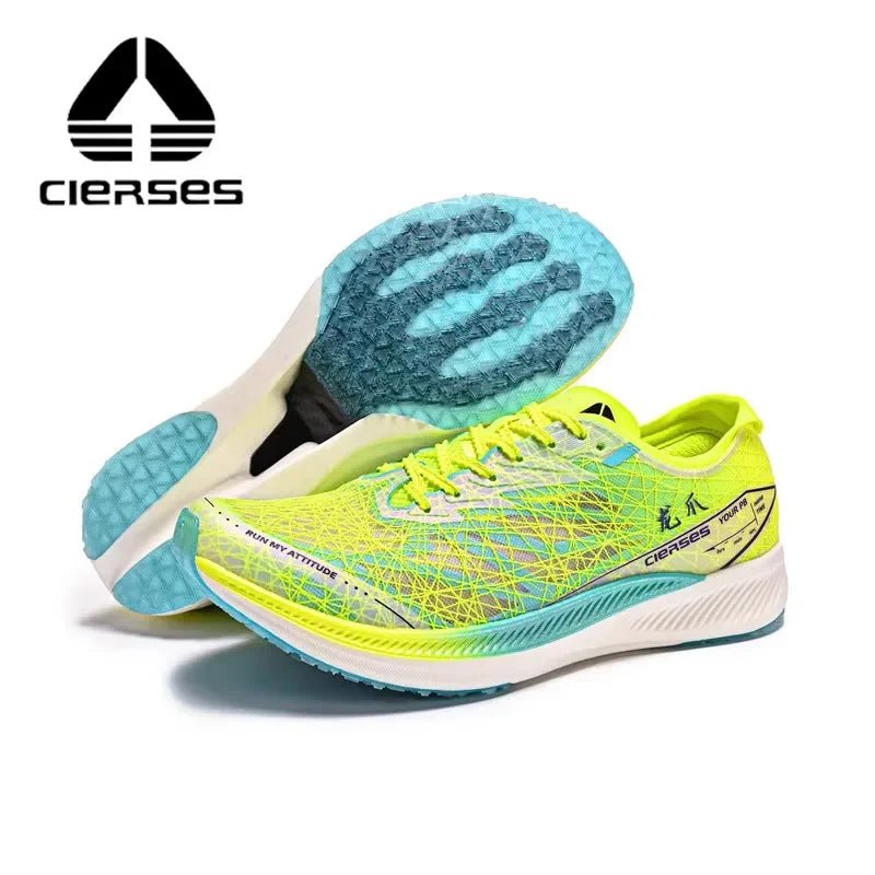 CIERSES Men's Mesh Lace-Up Running Shoes green blue