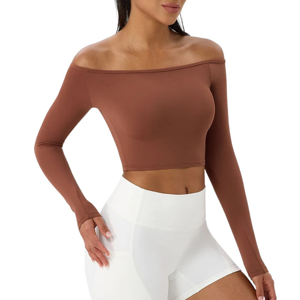 Athletic Long Sleeve Top Brown