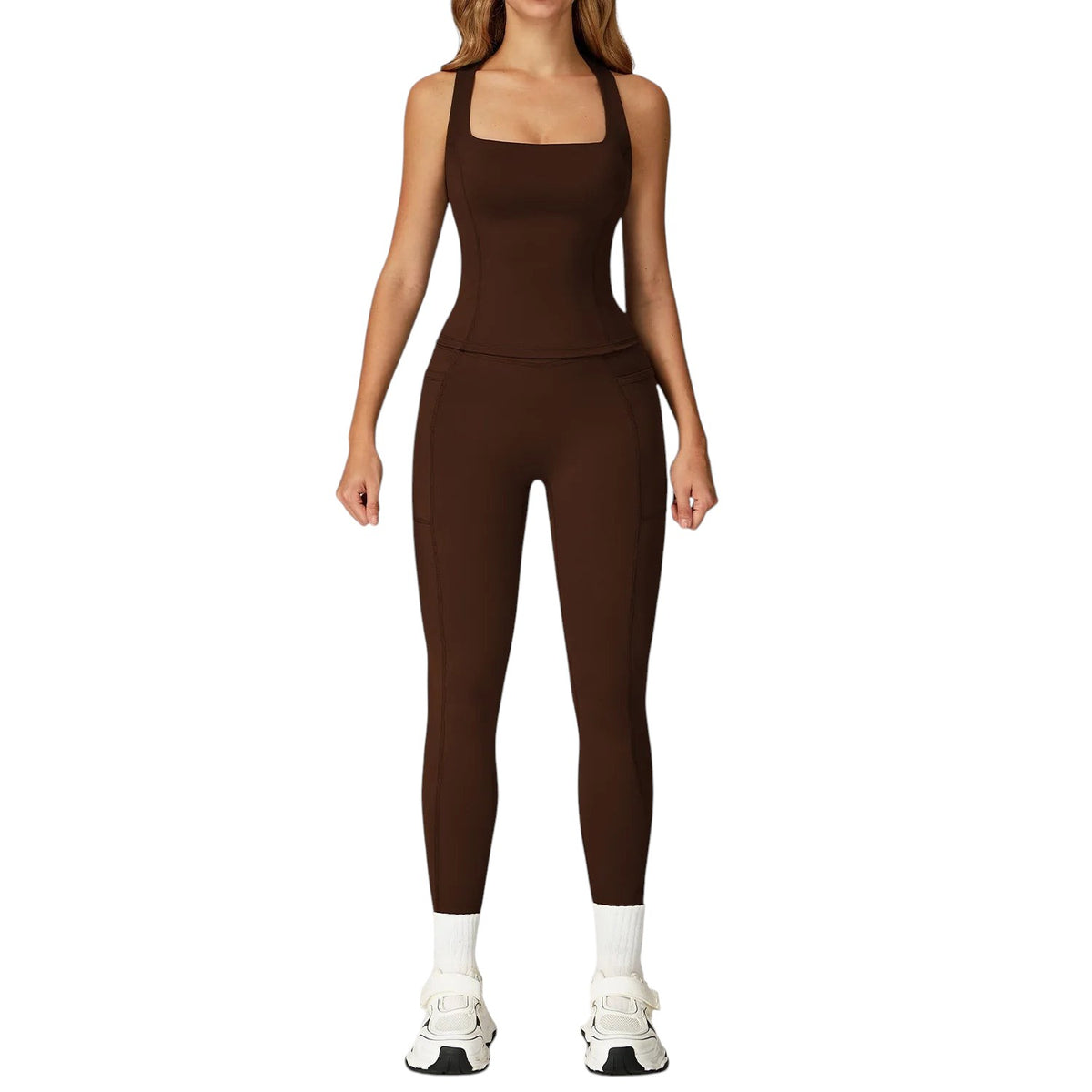 Athletic Two piece Flare Leggings Coffee -1 China Mainland