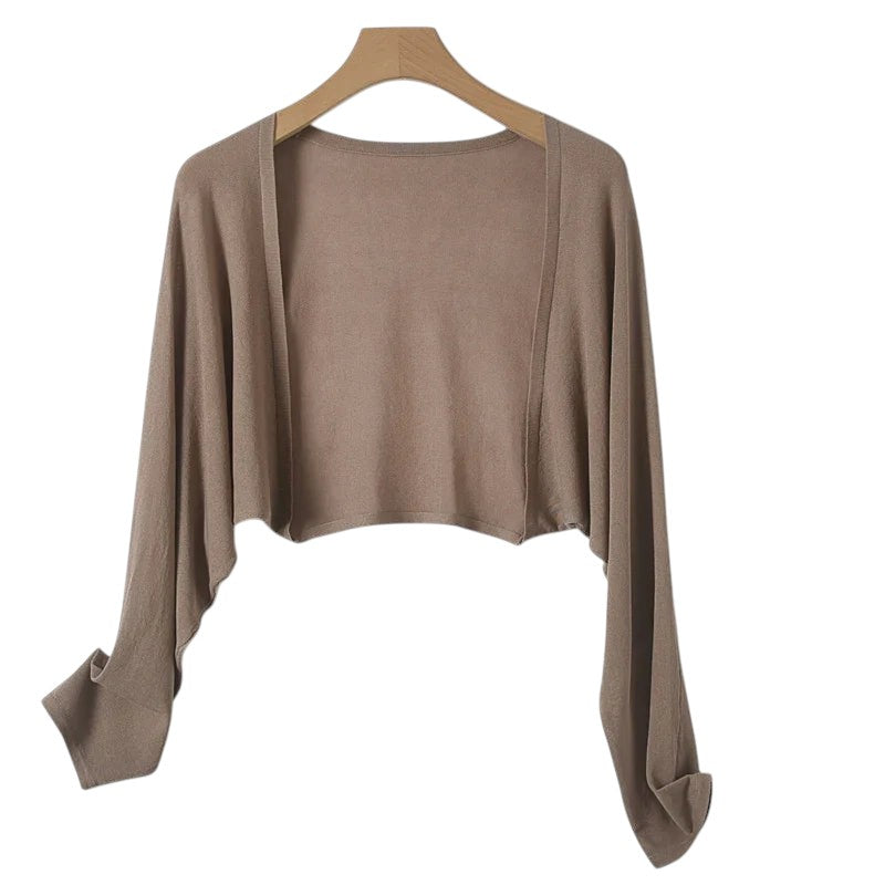 Lightweight Cropped Sweater Camel One Size