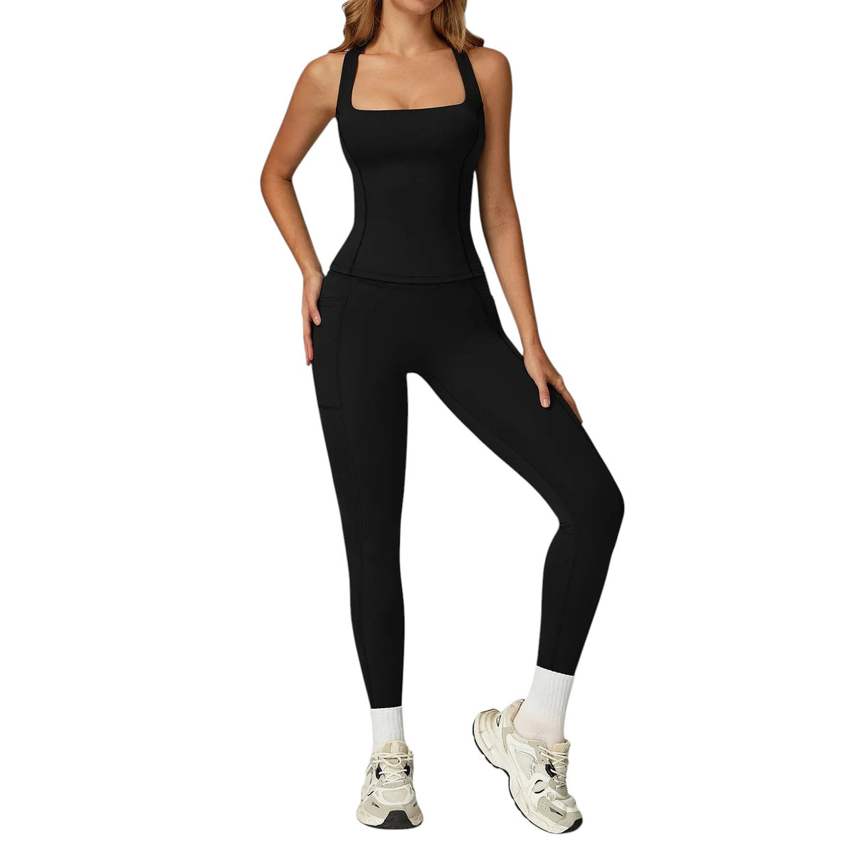 Athletic Two piece Flare Leggings Advanced Black-1 China Mainland