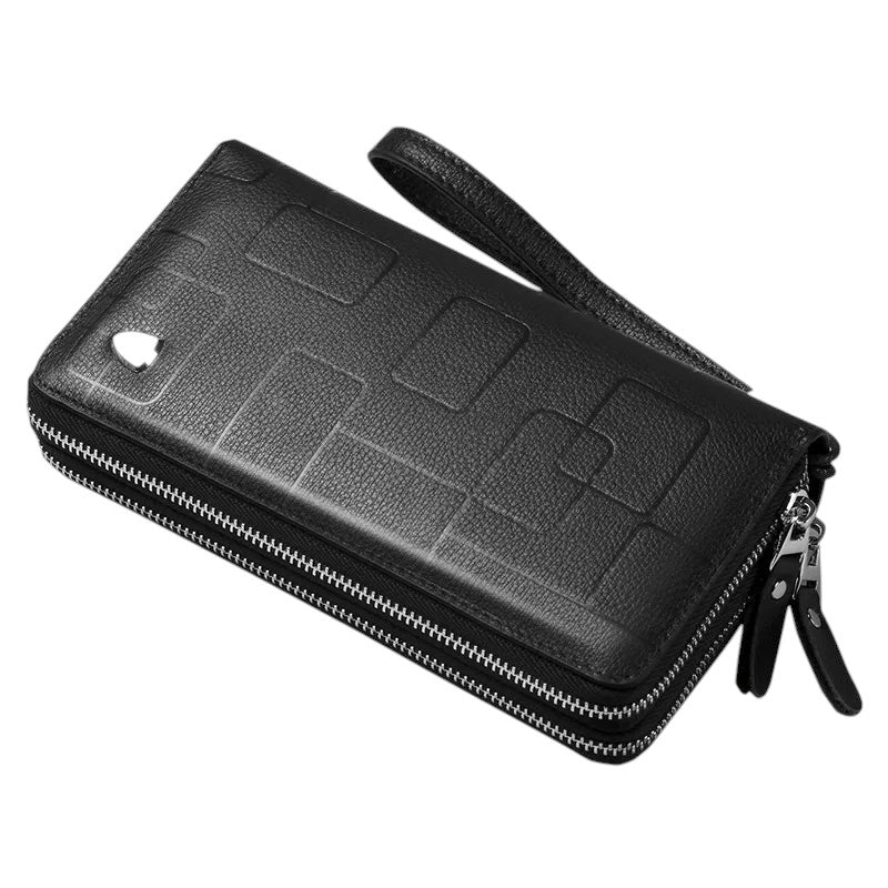 Double Zipper Wristlet Zip Up Wallet Black