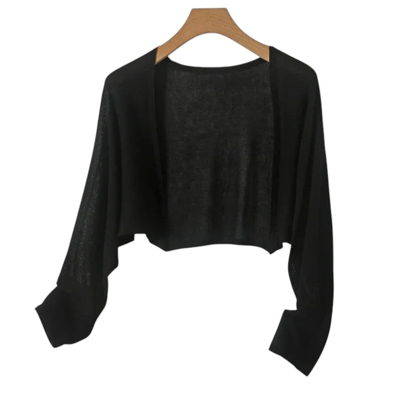 Lightweight Cropped Sweater Black One Size