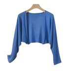 Lightweight Cropped Sweater Klein Blue One Size