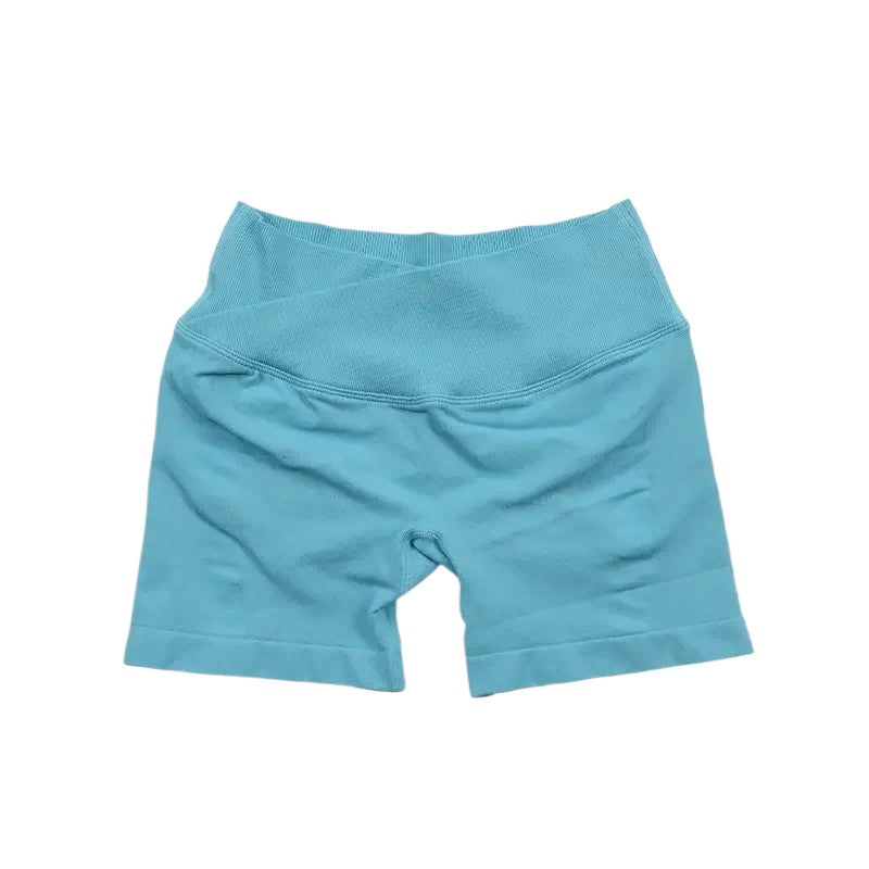 Seamless Waist Athletic Shorts Green blue