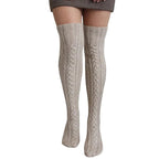 Cable Knit Thigh Coffee One Size