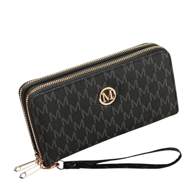 Double Zip Wristlet Wallet Black