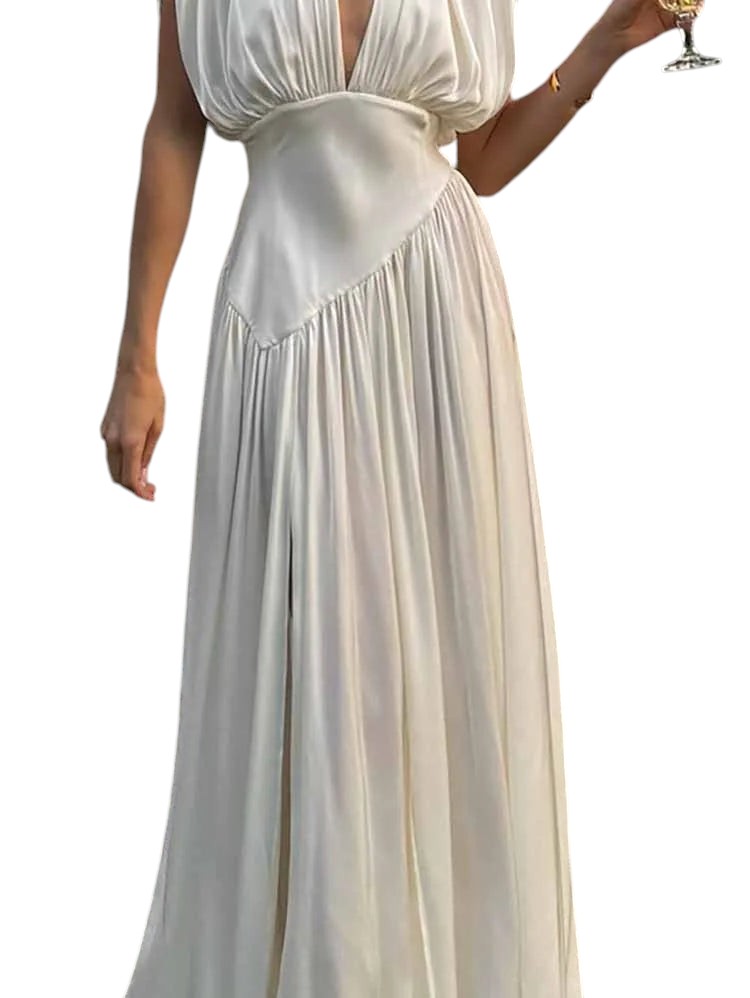 Sleeveless Deep V neck Dress