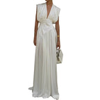 Sleeveless Deep V neck Dress