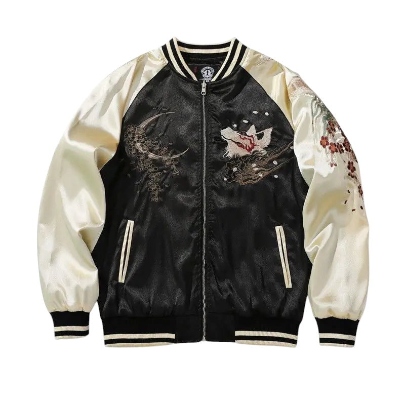 Embroidered Bomber With Jacket Floral Champagne