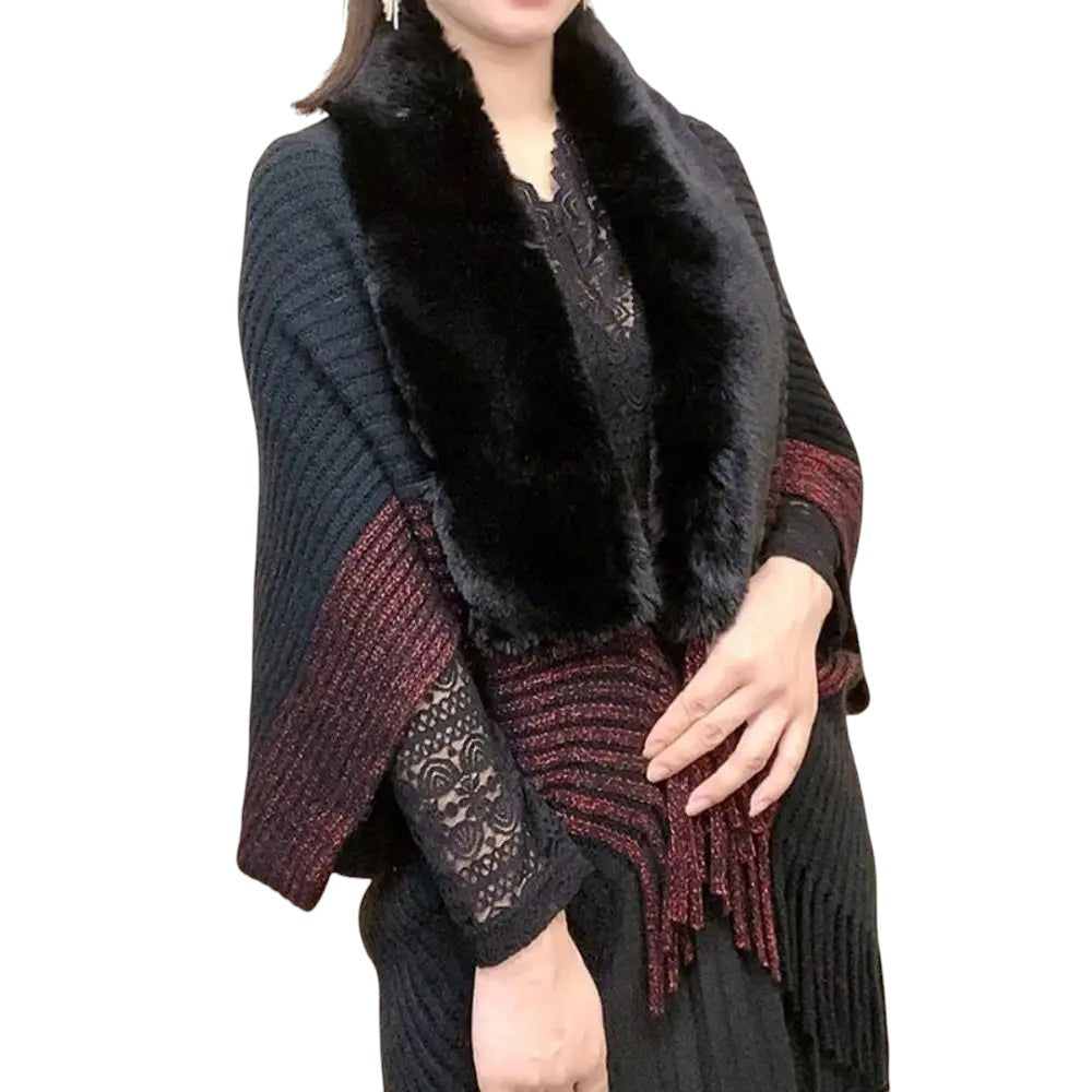 Faux Fur Trimmed Knit