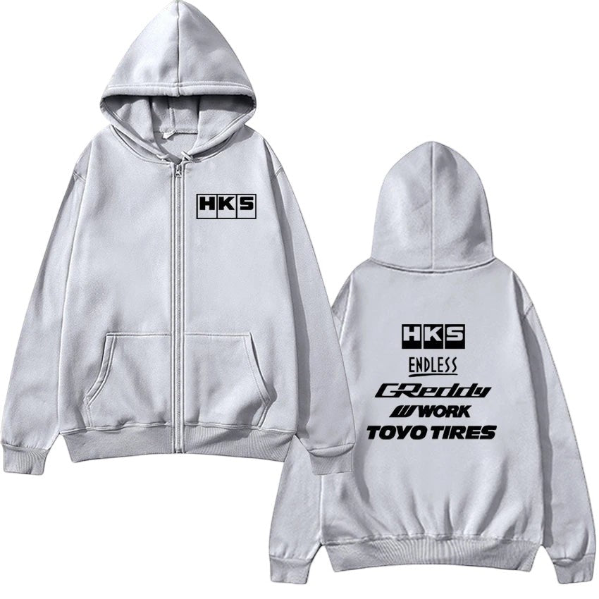 Comfort Graphic Zip Hoodie Zip Up Gray