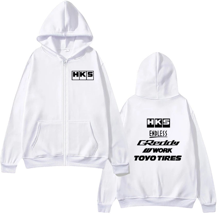 Comfort Graphic Zip Hoodie Zip Up White