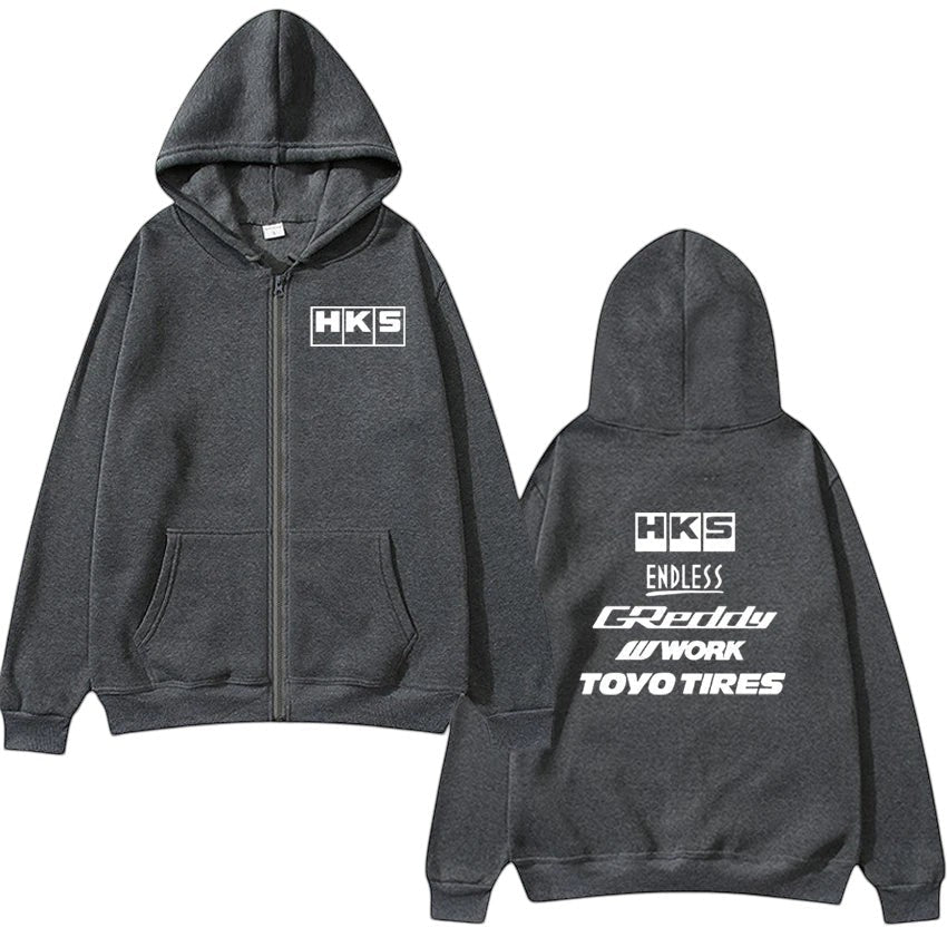 Comfort Graphic Zip Hoodie Zip Up Dark gray