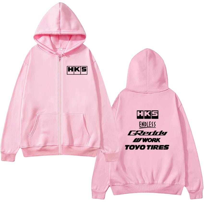 Comfort Graphic Zip Hoodie Zip Up Pink