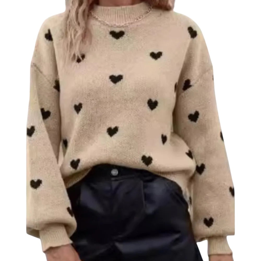 Heart Pattern Long Sweater Long Sleeve Knit