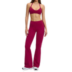 Comfort High Waisted Pants High Waisted Raspberry Red Set