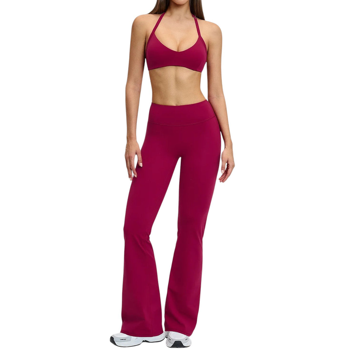 Comfort High Waisted Pants High Waisted Raspberry Red Set