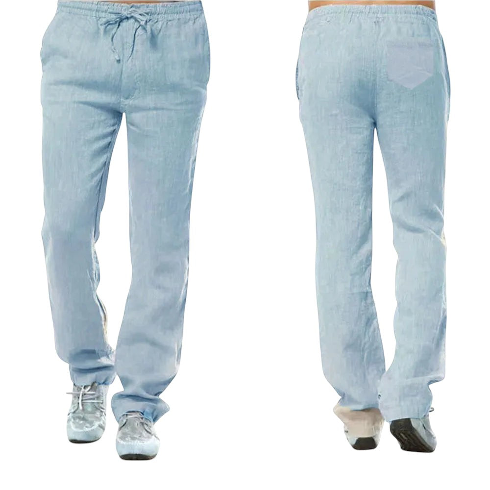Comfort Linen Blend Pants Blue