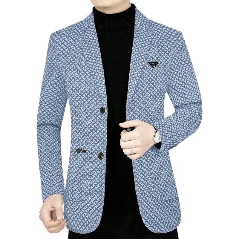 Patterned Blazer Jacket Blue