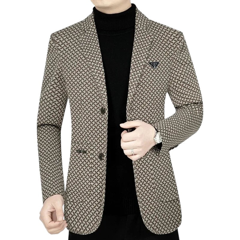 Patterned Blazer Jacket Khaki