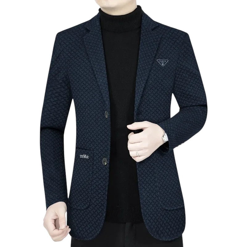 Patterned Blazer Jacket Navy Blue