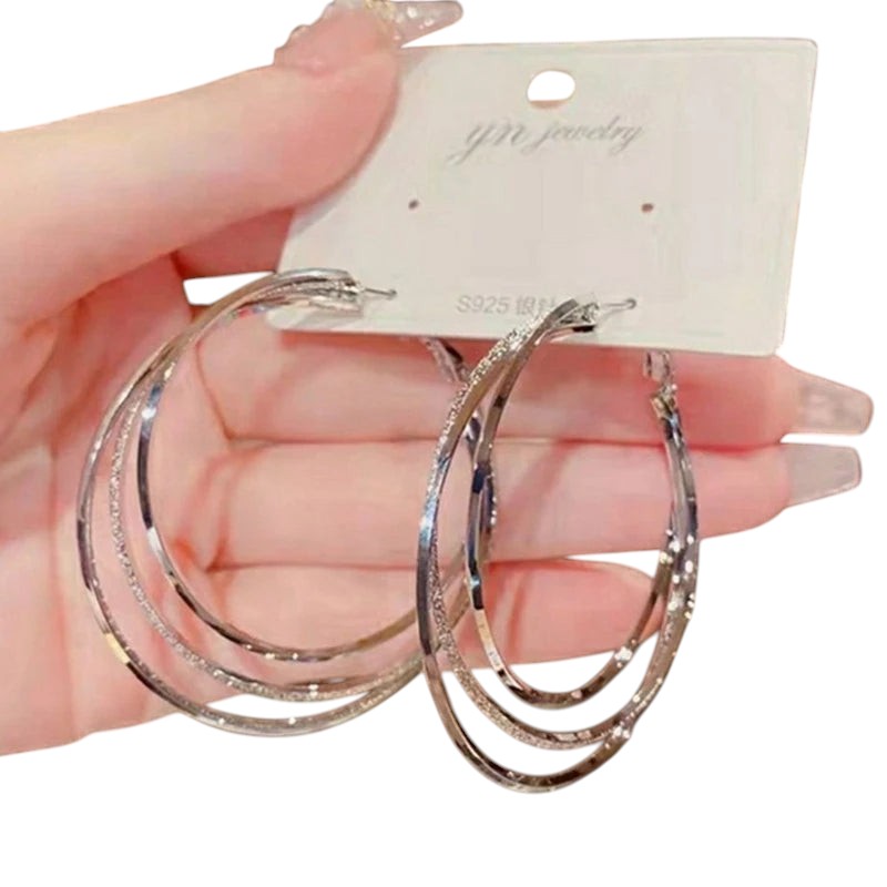 Multi layered Hoop Earrings Ear15975Sv