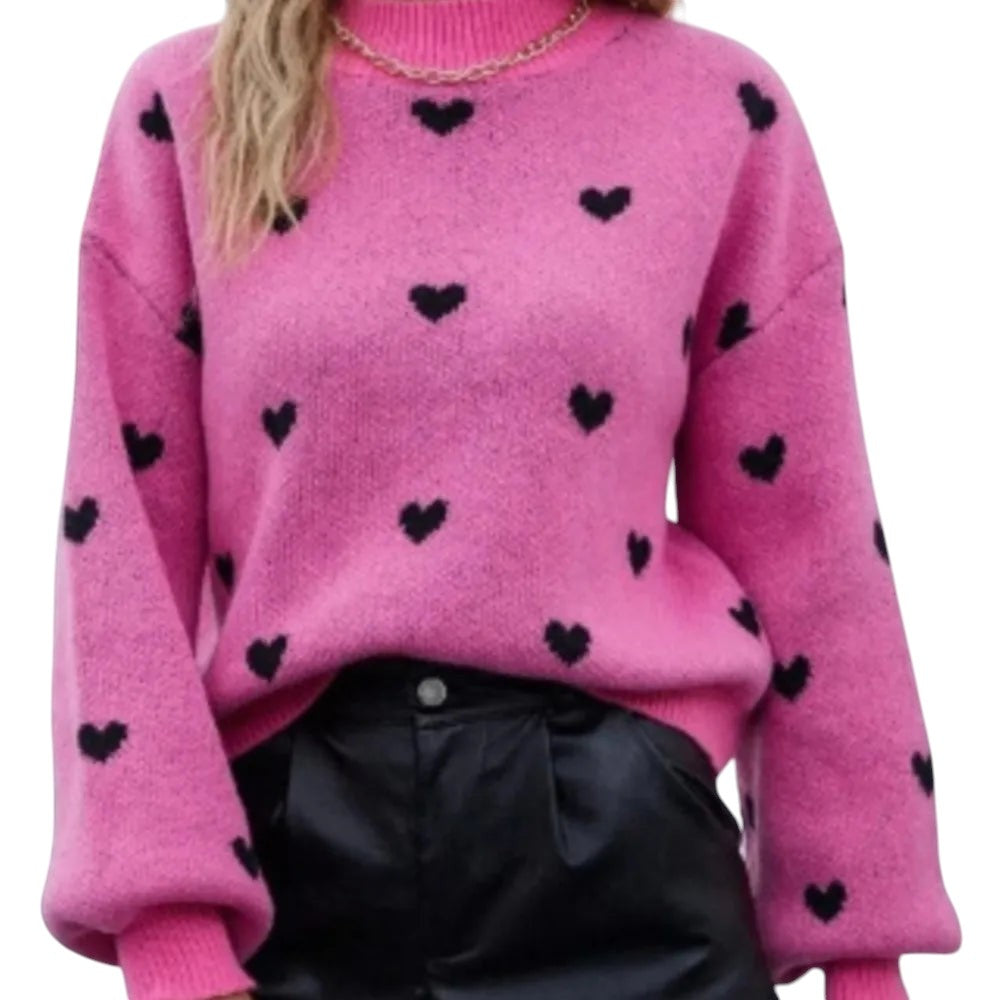 Heart Pattern Long Sweater Long Sleeve Knit
