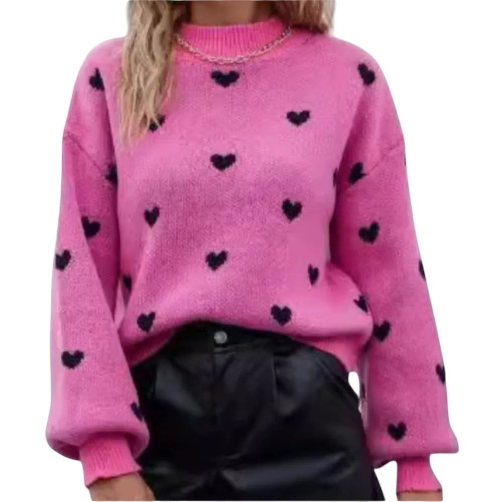 Heart Pattern Long Sweater Long Sleeve Knit