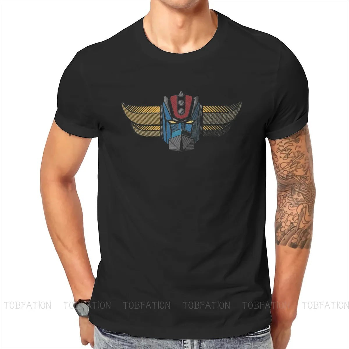 Retro Robot Head T Shirt Graphic black