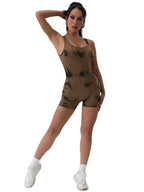 Comfort Athletic Bodysuit Shorts Tie-dye Coffee