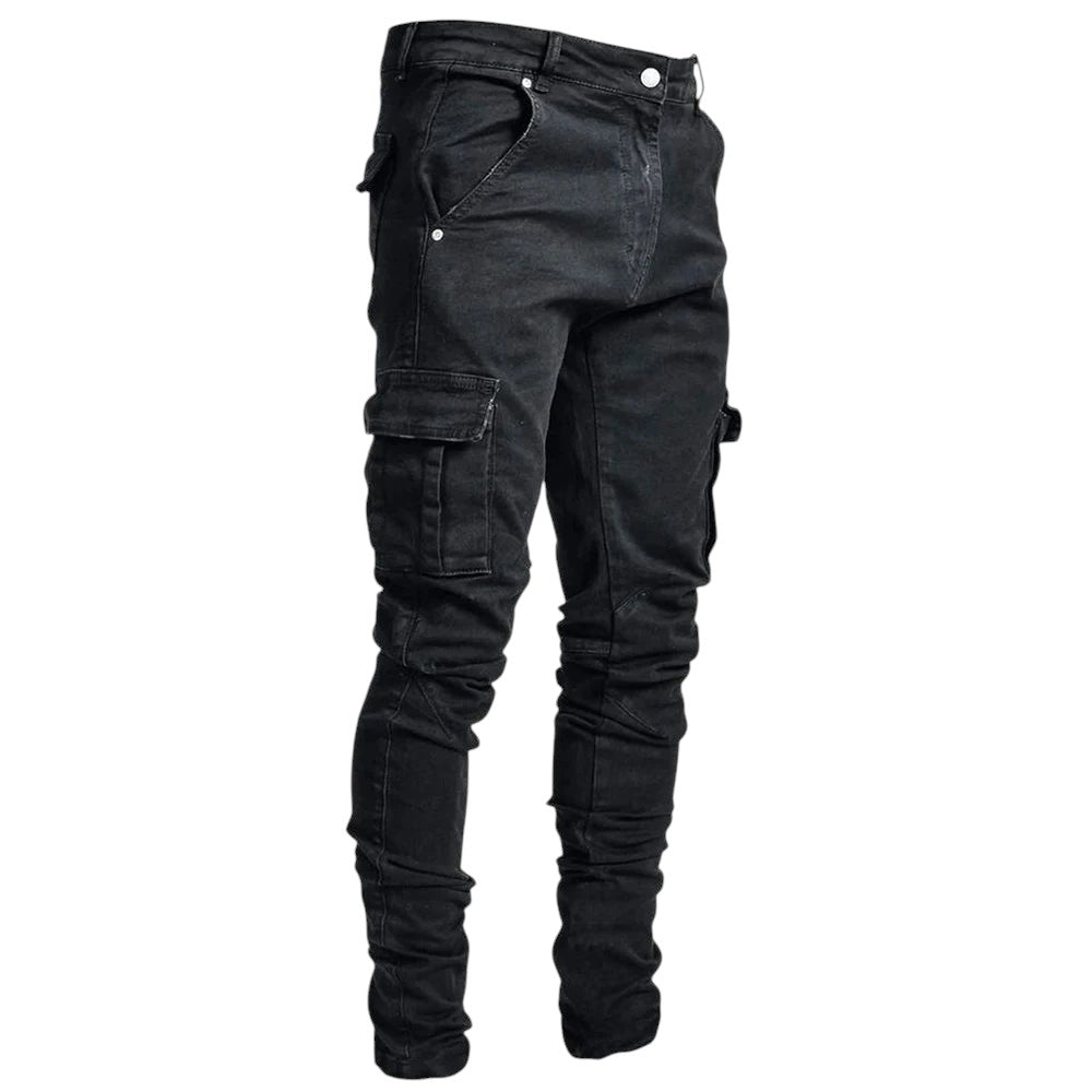 Skinny Fit Cargo Jeans L0066 black